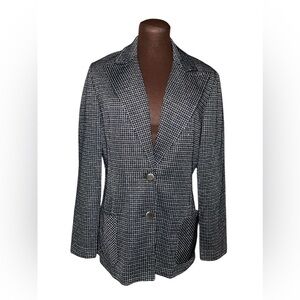 Vintage PERSONAL BY Leslie Fay Black and Metallic Silver Thread Blazer Jacket 14